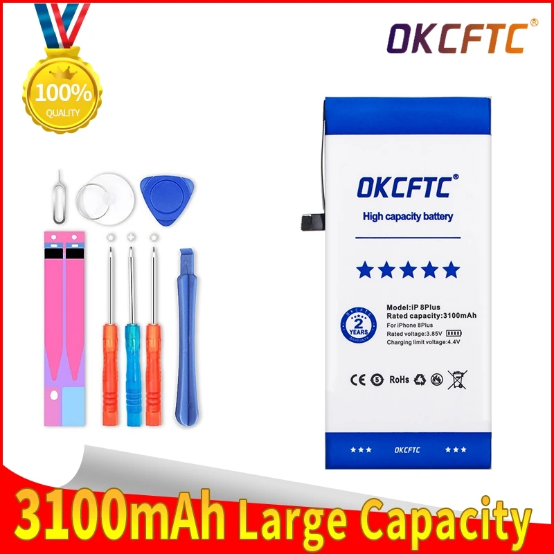 

OKCFTC 3100mAh Lithium Battery For APPLE iPhone 8 Plus High Capacity Replacement Batteries for iphone8 Plus