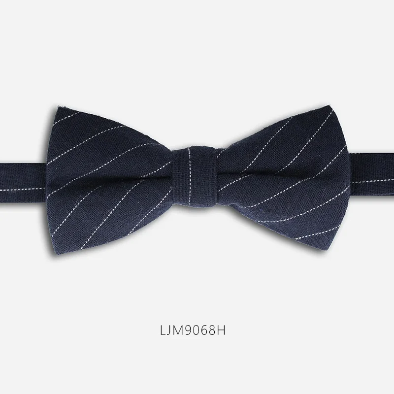 LJM9068H Новая мода мужские галстуки для Свадьба Двойная Ткань Хлопок Клетчатая галстук-бабочка банкет годовщина бабочка галстук с подарочной коробкой - Цвет: LJM9068H