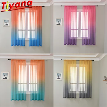 

Purple/Orange /Blue/Green /Yellow Sheer Tulle Multicolor Stitching Curtains for Living Room Rainbow Curtain Yarn W-ZH041*VT