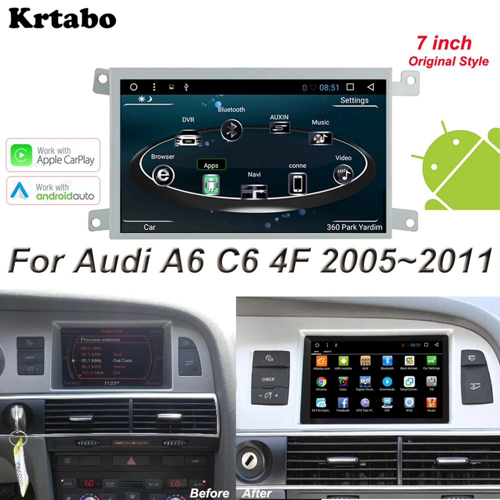 Для Audi A6 C6 4F 2005 2006 2007 2008 2009 2010 2011 Android мультимедийный плеер автомобильное радио Orininal стиль экран Apple Carplay|Мультимедиаплеер для авто| | АлиЭкспресс