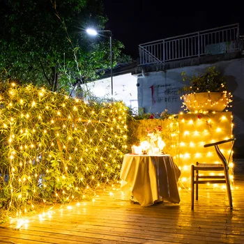 1.5X1.5M 3X2M 6X4M Led Net Mesh Fairy String Light Garland Venster gordijn Kerstmis Tuin Wedding Party Holiday Licht