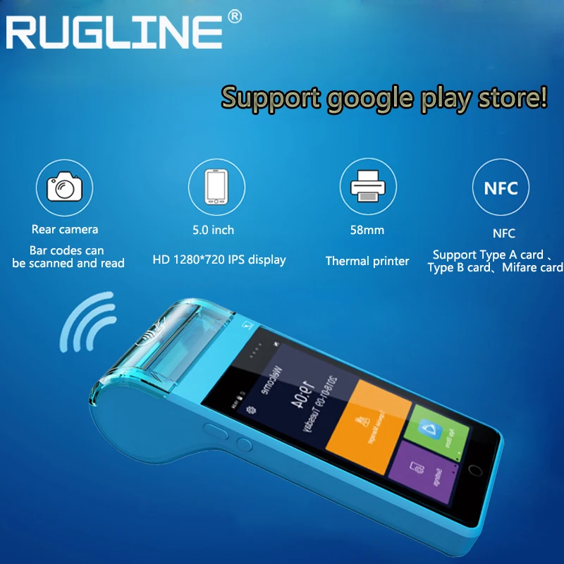 Pda Pos 58Mm Stampante Termica Per Ricevute Bluetooth 4G Nfc Wifi Mobile Order Pos Terminale Palmare Android App Gratuita Pos