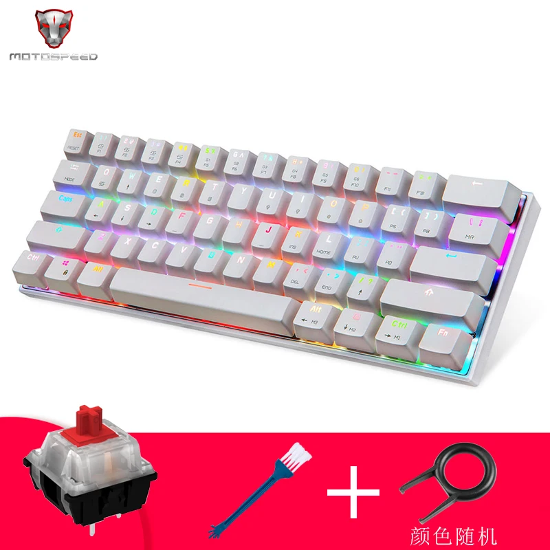 White red shaft CK62 беспроводной Bluetooth кабель двойной режим механическая клавиатура зеленая ось игры выделенный даже мобильный телефон - Цвет: White red shaft