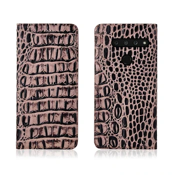 

Crocodile pattern genuine leather magnetic phone case card slot holder for LG V50 ThinQ/LG V40 ThinQ flip case stand phone cover