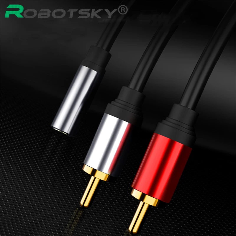 RCA-кабель Robotsky 2 штекера RCA на гнездо 3 5 мм Jack адаптер аудио Aux кабель для MP3 Edifer