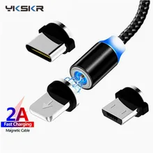 Micro USB Тип C магнитный кабель 2.4A быстрая зарядка Магнит зарядное устройство За iPhone 6 7 Huawei Samsung S9 Xiaomi USB C магнитная зарядка провод
