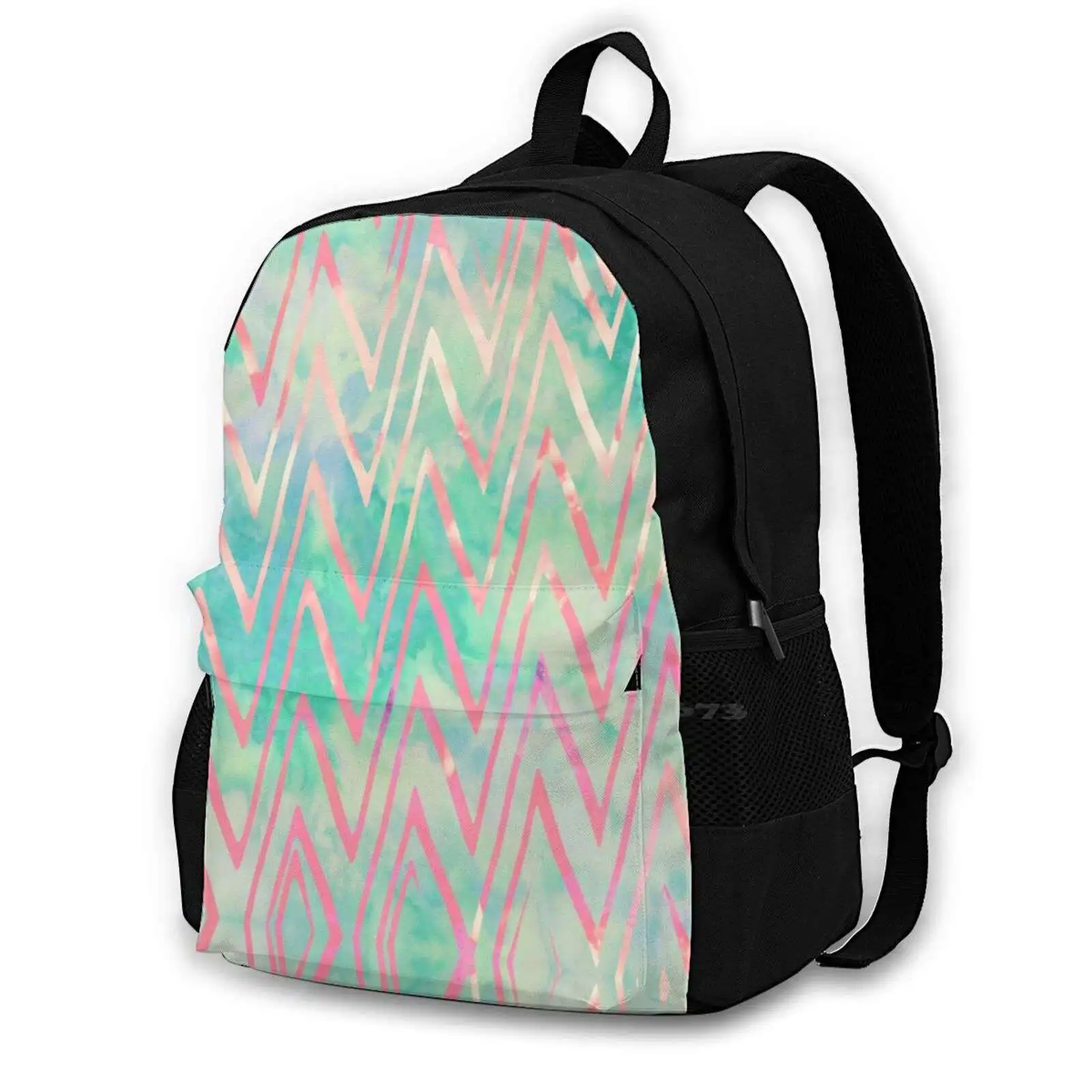 Drawstring Backpack Colorful Chevron Rucksack