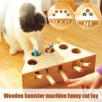 

Wooden Cat Whack-a-mole Toy Cat Toy Hamster Toys Wooden Cat Toys for Play with Cat for Cat Cute Funny Toys HUG-Deals