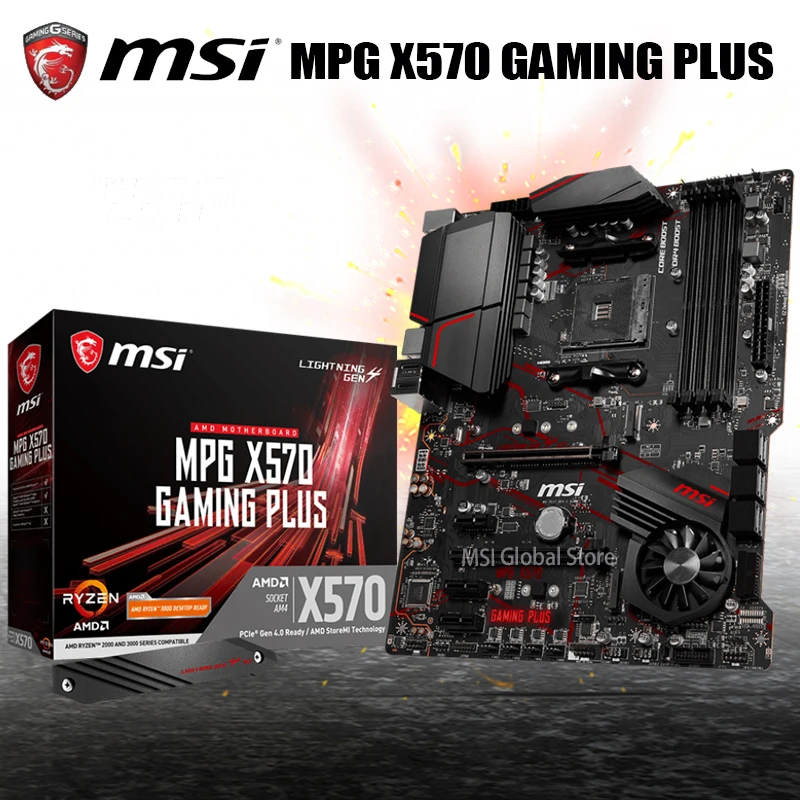 Socket AM4 MSI MPG X570 GAMING PLUS Motherboard R9 DDR4 1866MHz 128GB PCI-E  4.0 M.2 PCIe USB3.2 Gen1 Desktop AMD X570 Mainboard