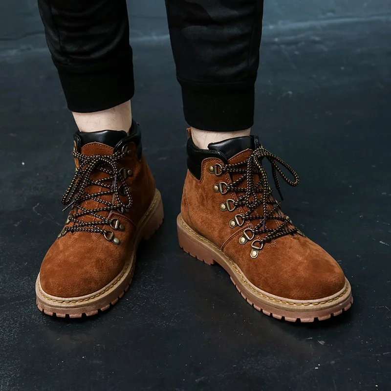 

Martin Boots Men's Autumn Korean-style Trend England Ankle Boots Men Retro Leather Boot Versatile Hight-top Desert Work Shoes