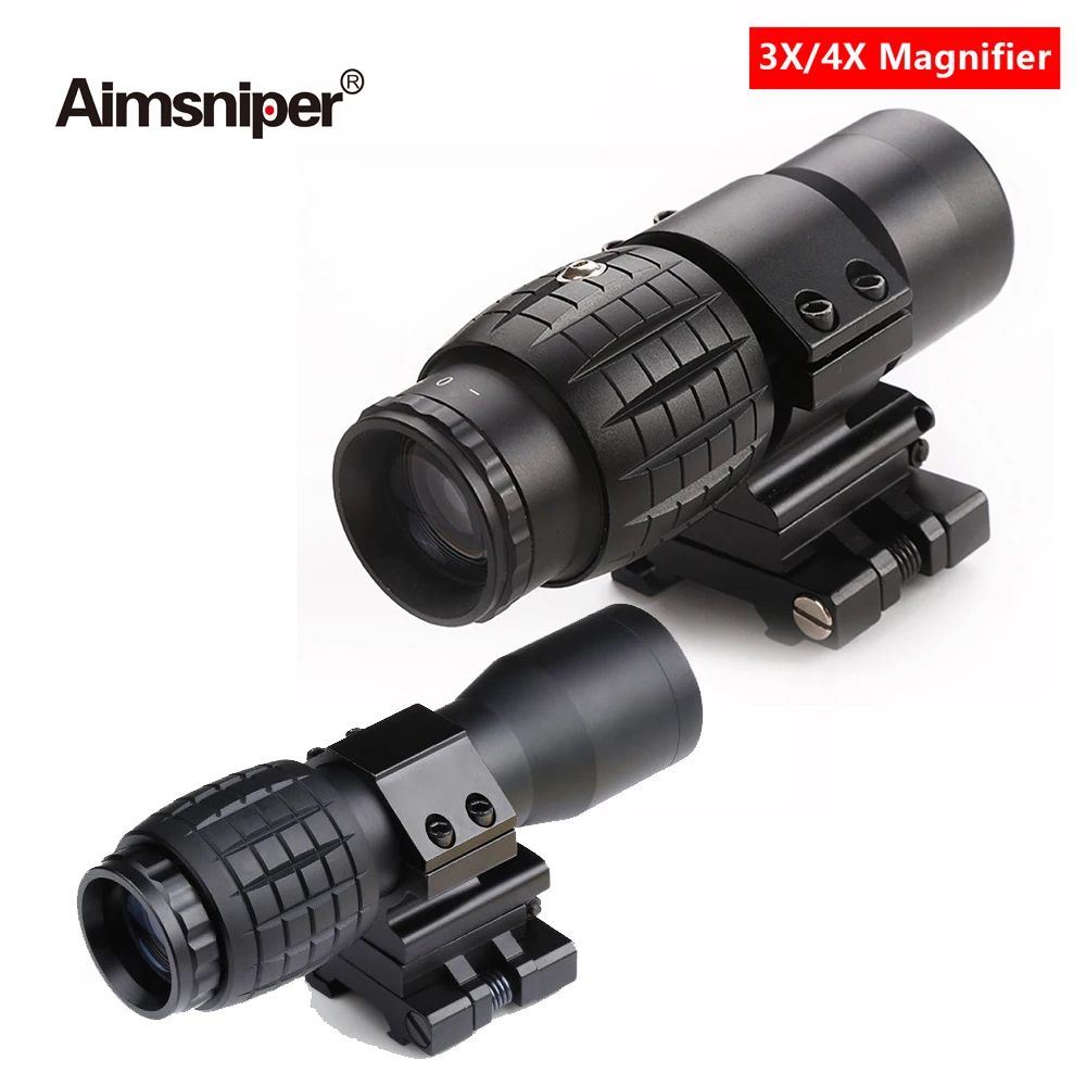 3X 4X Magnifier Tactical Rifle Scope With Flip up Mount Compact Hunting 1x40 Red Dot Sight Holographic With Riser Fit Airsoft