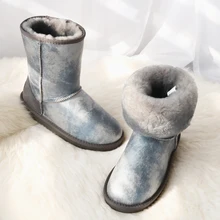G&Zaco Luxury Australia Sheepskin Snow Boots Women Winter Natural Wool Sheep Boots Calf Warm Non-slip Female Flat Boots