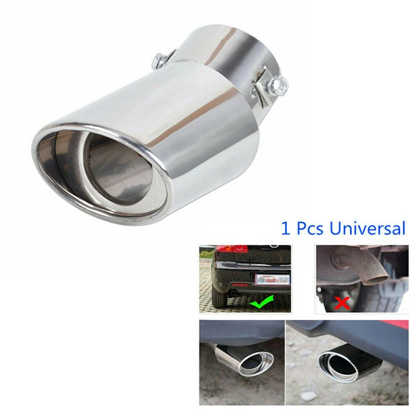 1 Pc Car Round Stainless Steel Chrome Exhaust Tail Muffler Tip Pipe Accessories Exhaust Tail Pipe