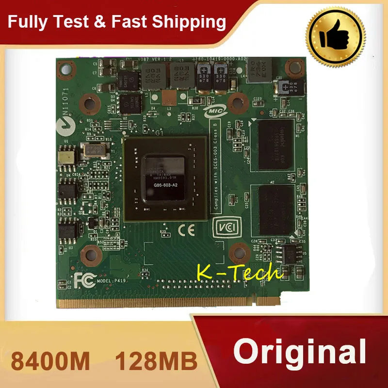Original 8400M GS 8400MGS DDR2 128MB G86 630 A2 G86 603 A2 Graphics Video Card for Acer Aspire