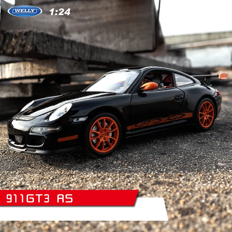 Welly 1:24 Porsche 911 GT3 RS blackcar модель автомобиля из сплава Моделирование Украшение автомобиля коллекция Подарочная игрушка Литье под давлением модель игрушка для мальчиков - Цвет: 911 GT3 RS