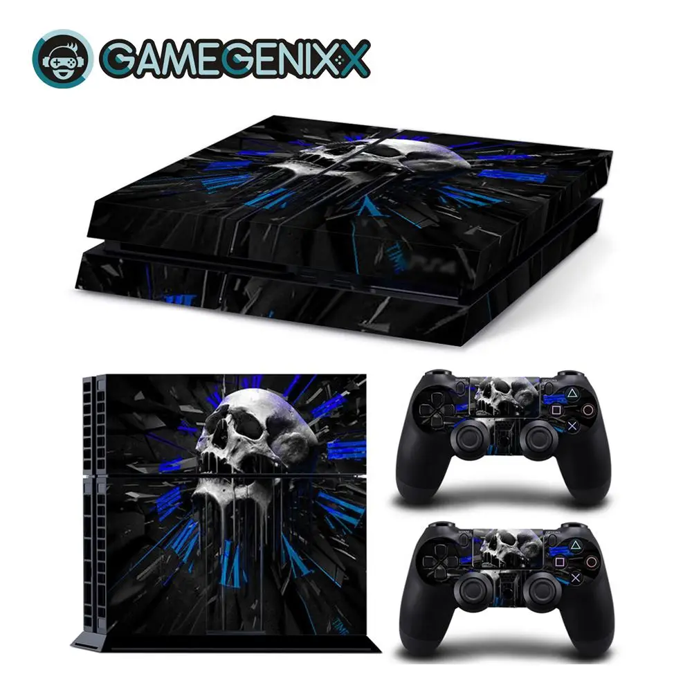Наклейка на кожу GAMEGENIXX Виниловая наклейка для консоли PS4 и 2 контроллера-Gost Skull