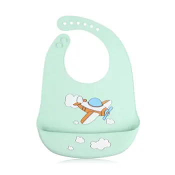 

Waterproof Silicone Baby Bibs Candy Color Plane Rocket Toddlers Saliva Towel XXFE
