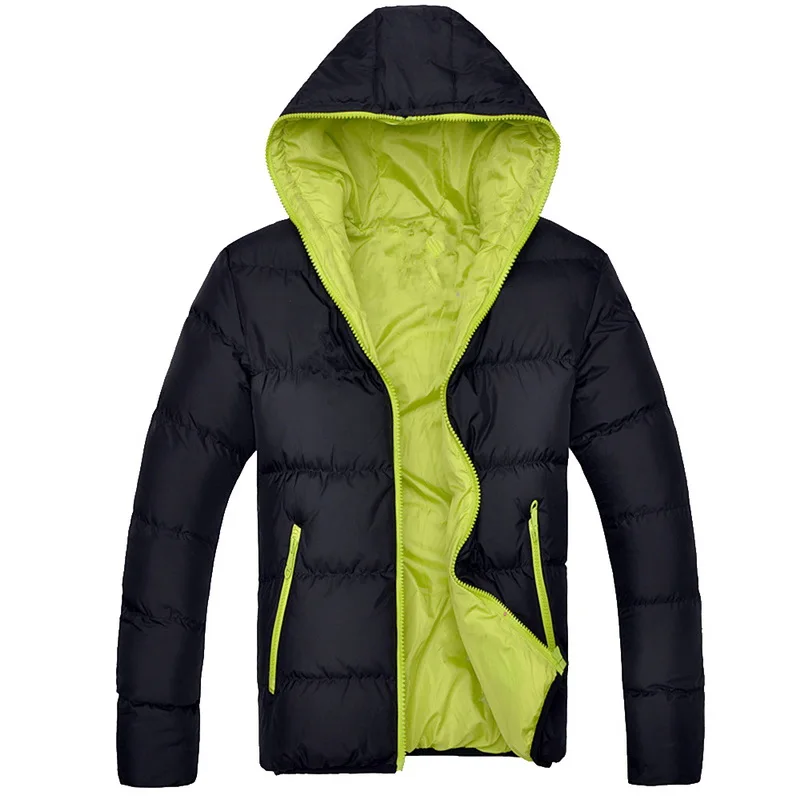 CYSINCOS мужские куртки зимняя повседневная верхняя одежда ветровка Jaqueta Masculino приталенная модная верхняя одежда с капюшоном для мужчин размера плюс - Цвет: black green