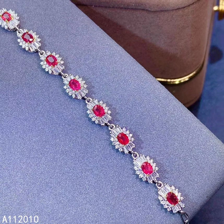 

KJJEAXCMY Fine Jewelry 925 Sterling Silver inlaid gemstone ruby women hand bracelet exquisite support detection hot selling