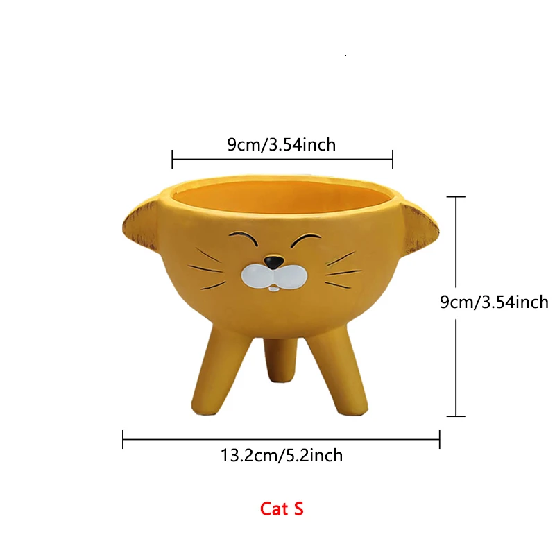 Cat S Керамический цветочный горшок с мультяшным животным, сова, кролик, кошка, свинья, керамический горшок для суккулентов, ваза, скульптура животного, украшение для дома и сада - Цвет: Cat S