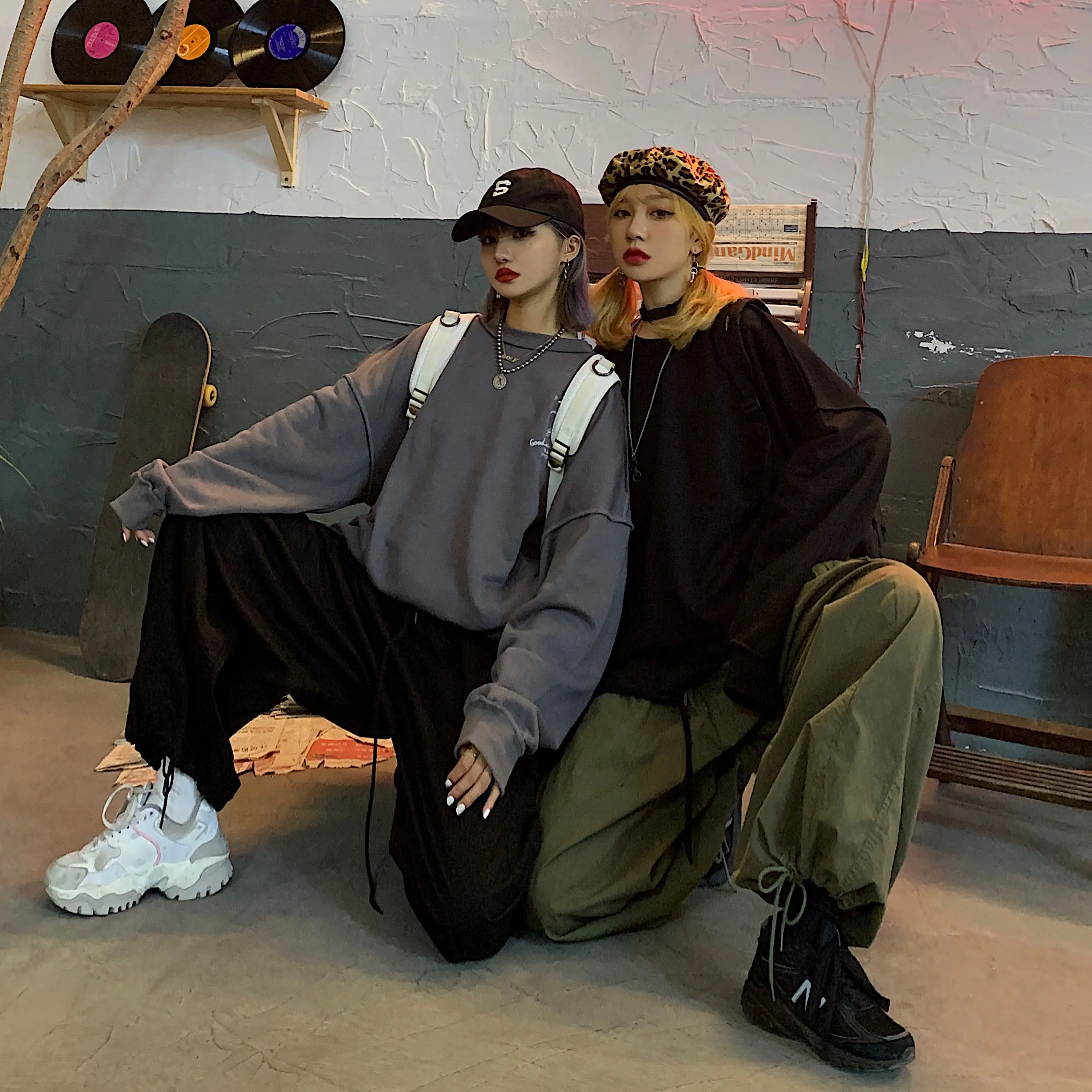 Свободные широкие брюки-карго для бега на шнуровке с завязками и боковыми карманами для женщин и мужчин, уличная одежда в стиле панк, Харадзюку, корейские брюки в стиле хип-хоп