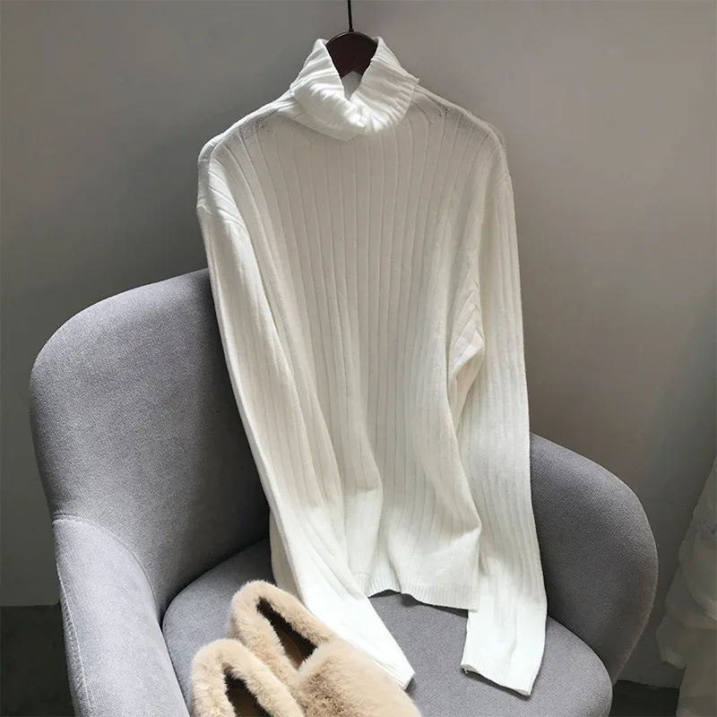 Mooirue Autumn Femme Sweet Sweater High Knitting Thin Elastic Pullovers Feminine Yellow Grey Knitwear