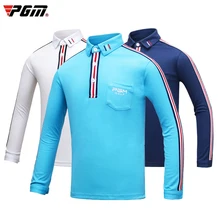 Одежда для гольфа, футболка с длинными рукавами для мальчиков и девочек, дышащая влагопоглощающая, высокая тянущаяся одежда, nave, белый, синий