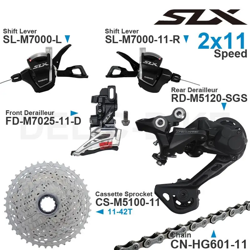 SHIMANO SLX 11速カセット・ディレイラーシフターセット Shimano-Slx m7000 2x11ギアセット,shifier m7000,シフターm5120,リア