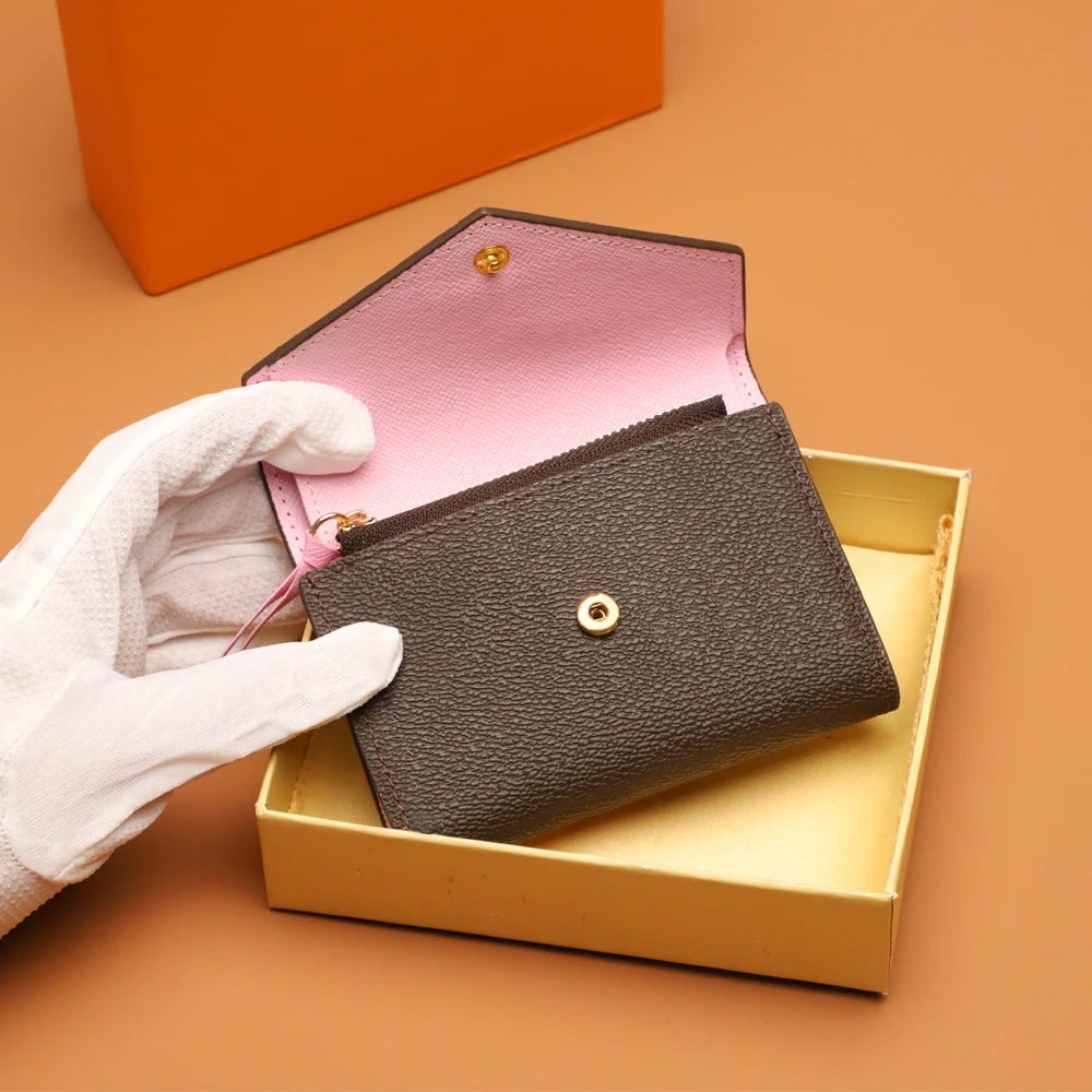 100% Genuine Leather Women's Wallet Folding Card Bag High Quality Famous Brand Master Design Fashion Wallet With Gift Box 41937