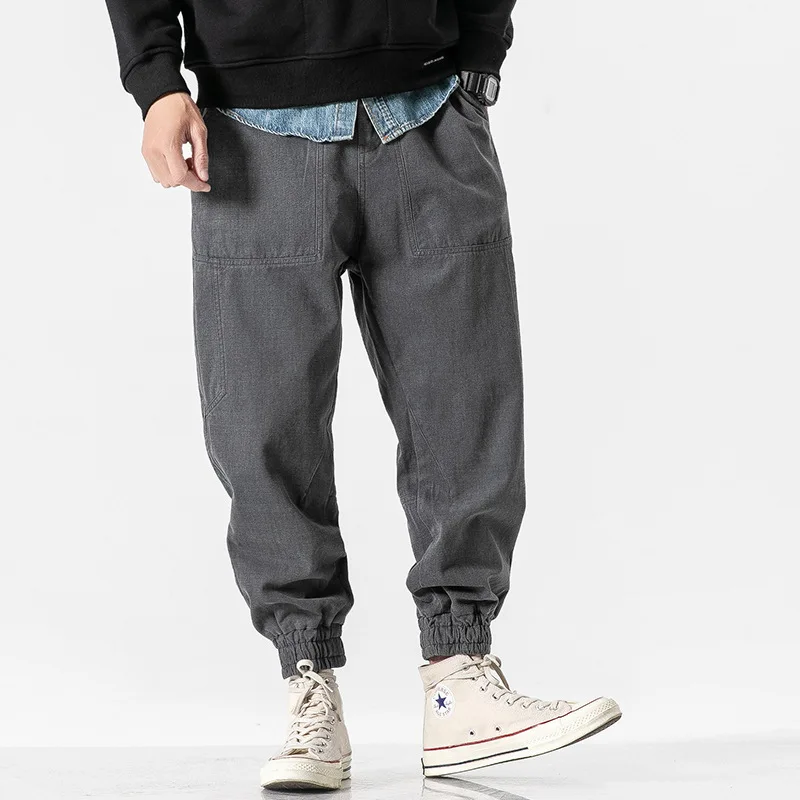 

Luoye luo ye 2020 Spring New Style Japanese-style Origional Men's Loose-Fit Skinny Ankle Banded Pants Straight-Cut Workwear Pant