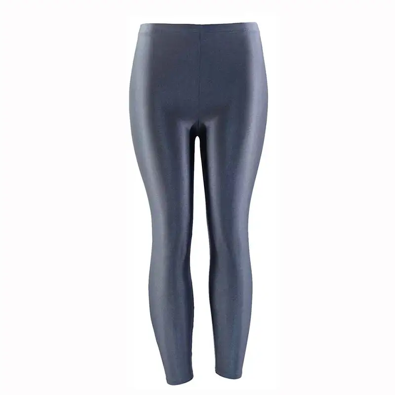 Women Pant For Girl Spandex Shiny Solid Color Fluorescent Leggings Casual Elastic High Quality Large Size 1PC Trousers New - Цвет: Dark gray