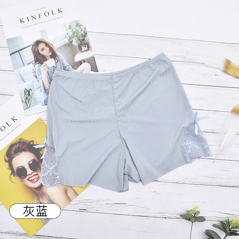 grey blues Женские Дышащие плотные трусы женские Короткие хлопковые бесшовные кружевные брюки хлопковые промежности для девочек летние необходимые шорты - Цвет: grey blues
