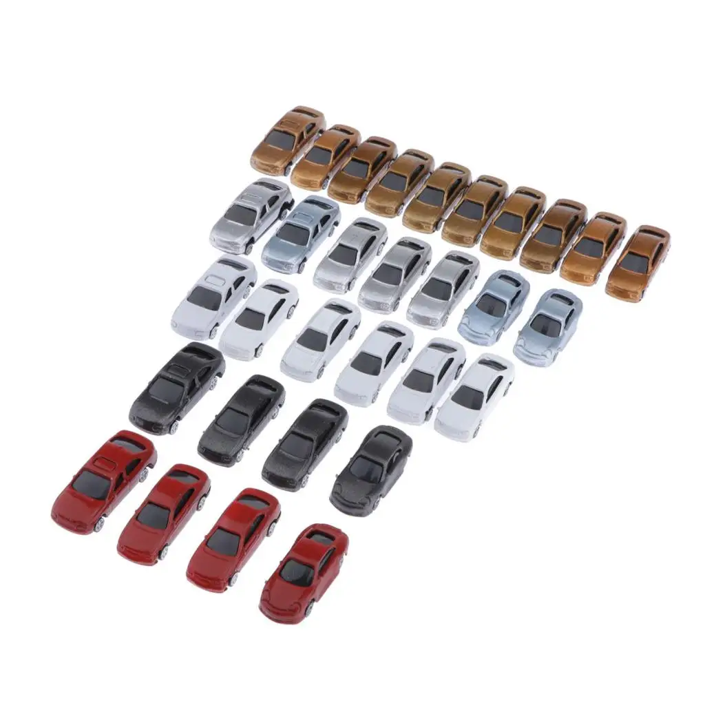 30pcs Painted Model Cars Miniature Model Car Building Train Layout Scale N (1 to 150)