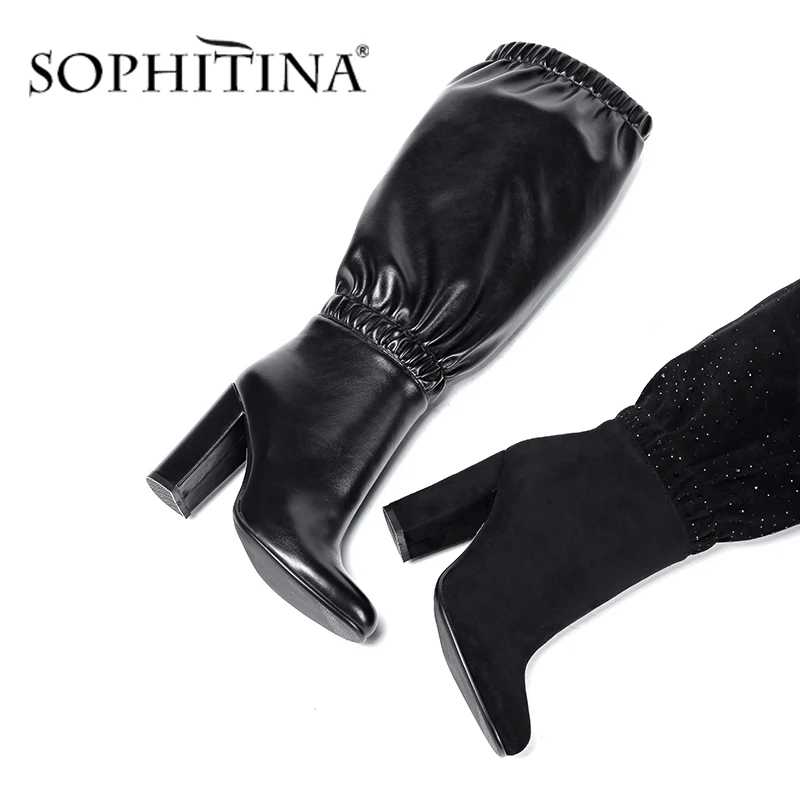 SOPHITINA/модные ботинки с острым носком; Специальный дизайн; удобная эластичная обувь ручной работы; Новинка; большие размеры; женские ботинки; PO321