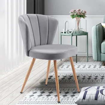 

Grey High Quality Velvet Chair Dining Room Living Room Chair Simple Appearance Soft Comfortable Ins Style Net Red Coffee Chair