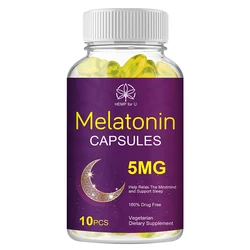 HFU Melatonin Capsules Relieve Stress Anti-anxiety Delay Aging Help Deep Sleep Save Insomnia Improve Sleep 120pcs Health Product