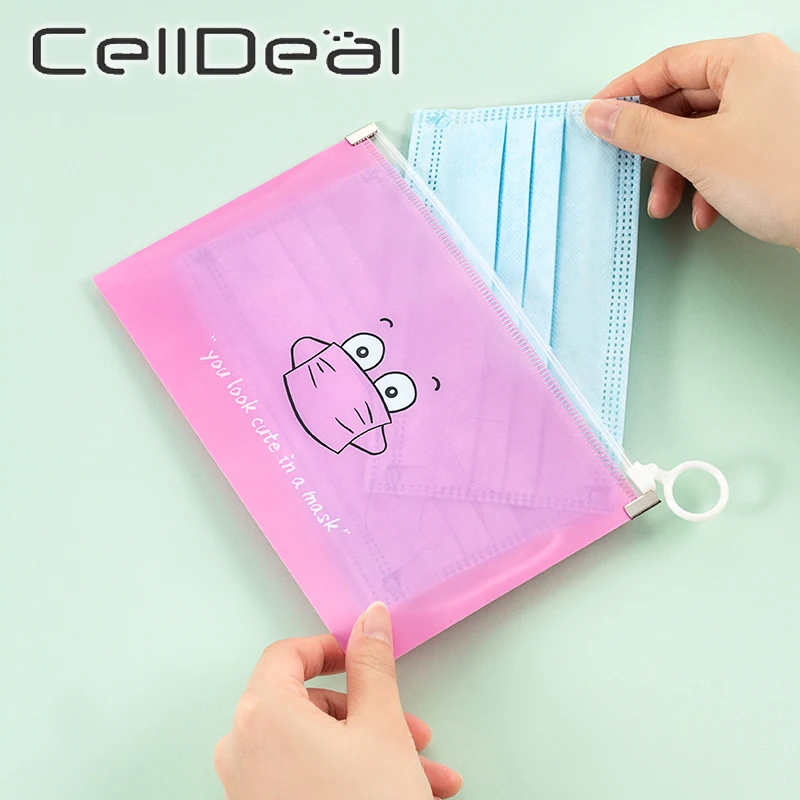 

10Pcs Portable Disposable Face Masks Case Organizer Colorful Resealable Mask Bag Organizer Mask Holder Dustproof Packaging Bags