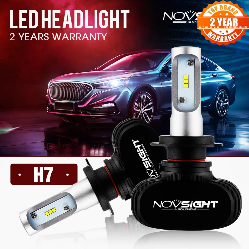 NOVSIGHT Высокая мощность 50 Вт 12 В H1 H4 H7 H11 Светодиодный ные лампы фар 9005 9006 8000Lm 6500K