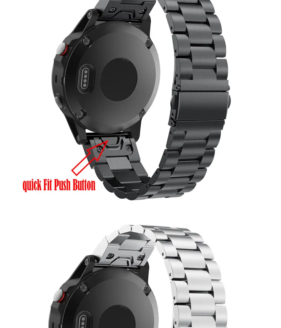 26 22MM Watchband Strap for Garmin Fenix 5X 5 3 3HR D2 6X 6 Pro GPS Watch Quick ReleaseStainless steel strip Wrist Band Strap