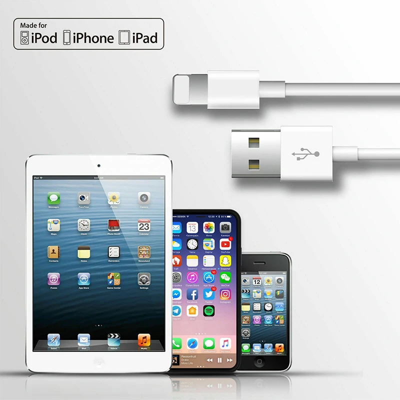 Для Apple usb кабель для зарядки и передачи данных для iPhone X 7 6 8 6S 5s Plus XS MAX XR для iPad Mini IOS 12 8 Pin Кабели для быстрой зарядки 1M 2M 3M