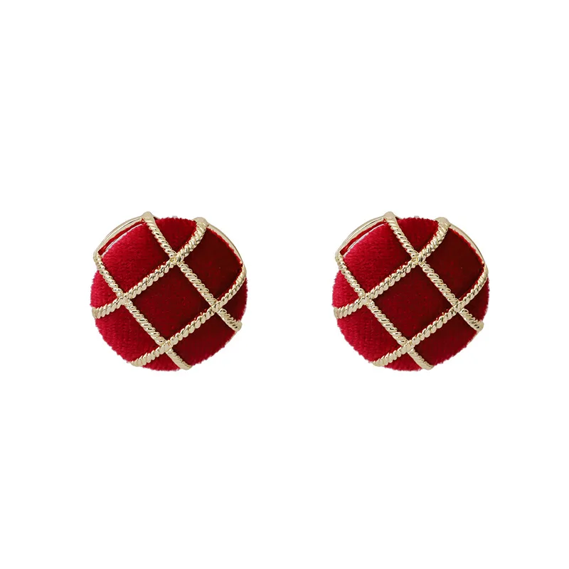 Fashion Criss Button Big Stud Earrings New Female Winter Earings Trendy Jewelry Wholesale Red Yellow