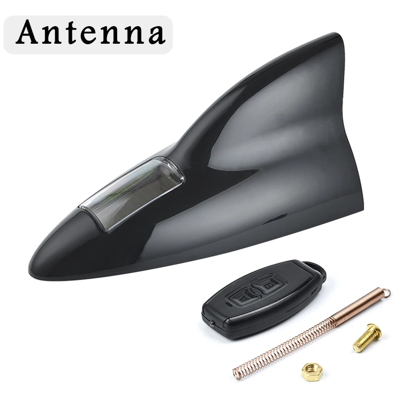 Dark Khaki LED Shark Fin Light Solar Power Warning Lamp Anti Collision Decoration for Car BB55 - Color: Dark Khaki