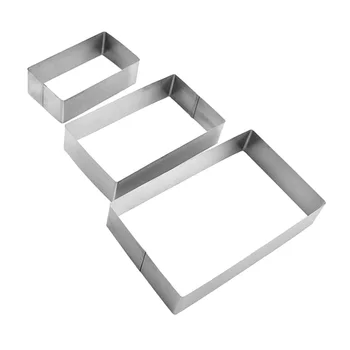 

3 pcs Mousse Rings Set Rectangular Stainless Steel Cake Mold Pastry Mould for Cake Shop