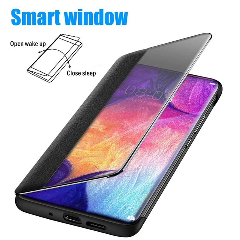Чехол бампер для Samsung Galaxy A70 A60 A50 A40 чехлы с умным окошком кожаный чехол книжка A30 A20