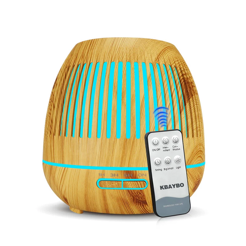 

400ML Ultrasonic Air Humidifier Aroma Essential Oil Diffuser with Wood Grain 7 Color Changing LED Lights for Office Home