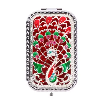 

Colorful Vintage Pattern Foldable Makeup Mirrors Portable Rectangle Cosmetic Mirrors Dual-Side Hollow Out Mini Pocket Mirrors