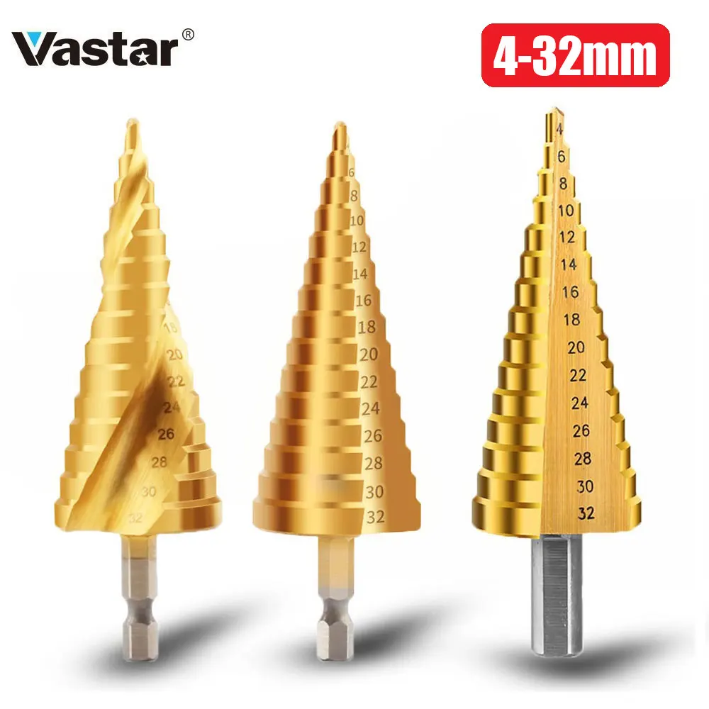 4-32mm Drill Bit HSS Titanium Coated Step Drill Wood Set Power Tools for Metal High Speed Steel Hole Cutter Center Drills