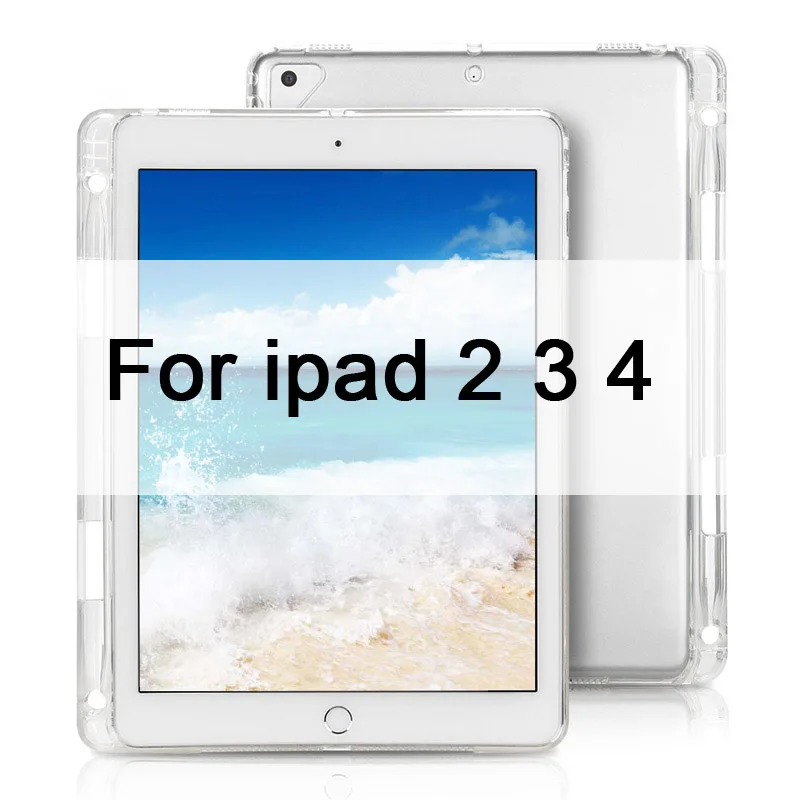 Чехол для iPad 10,2 MiNi 2 3 4 5 прозрачный мягкий ТПУ с держателем для ручки чехол для iPad 9," Pro 10,5 Air 3 2 1 задняя крышка - Цвет: For ipad 2 3 4