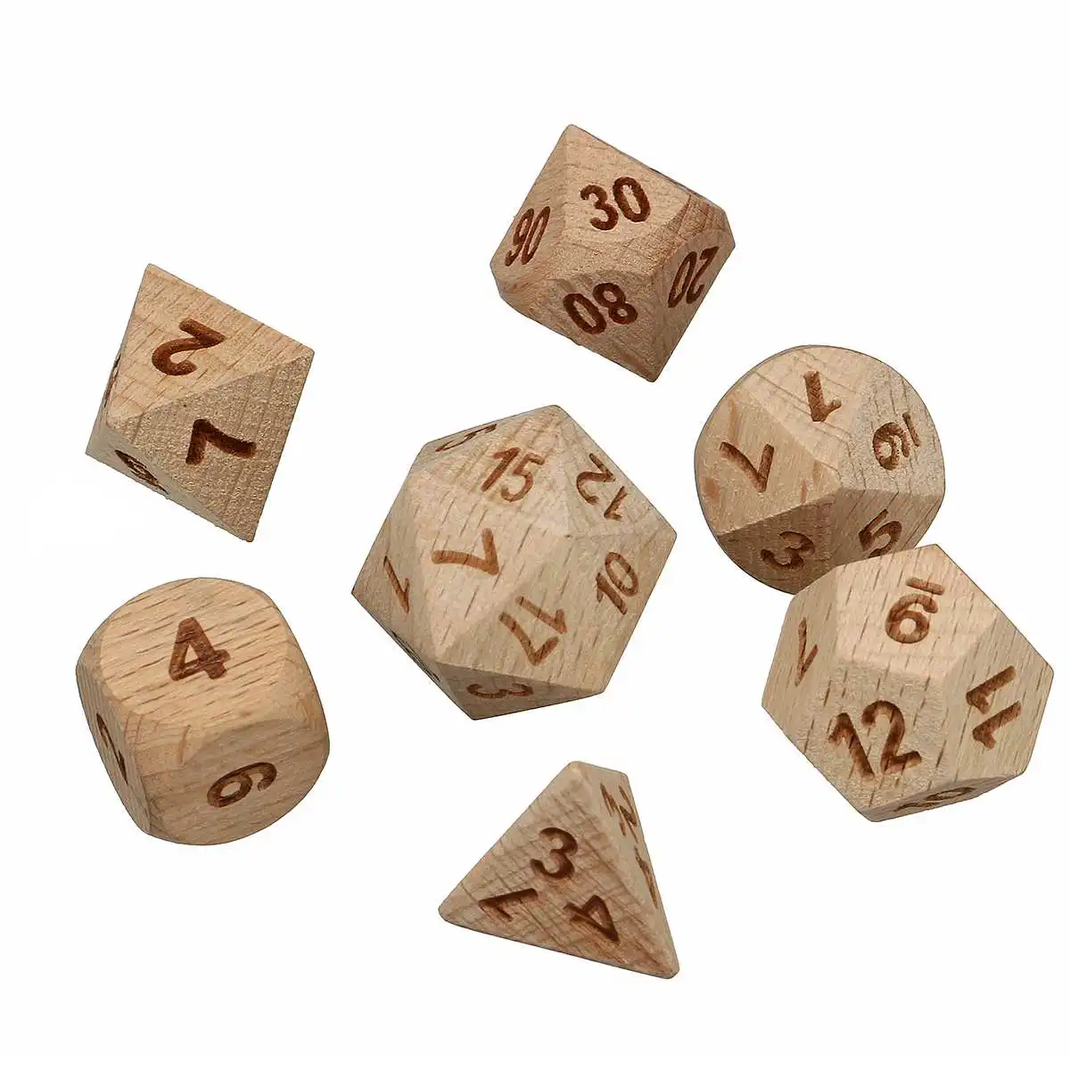 7 шт. набор рельефных деревянных многогранных игральных костей D20 D12 D10 D8 D6 D4 для DND RPG MTG ролевые игры настольная игра