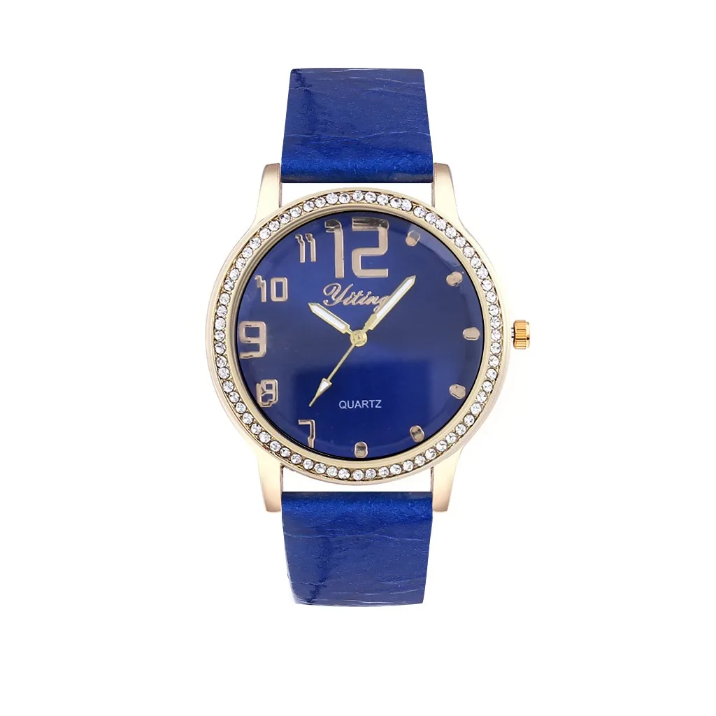 Reloj mujer винтажный кожаный браслет со стразами женские часы, наручные часы Роскошные Кварцевые часы Relogio Feminino Прямая поставка